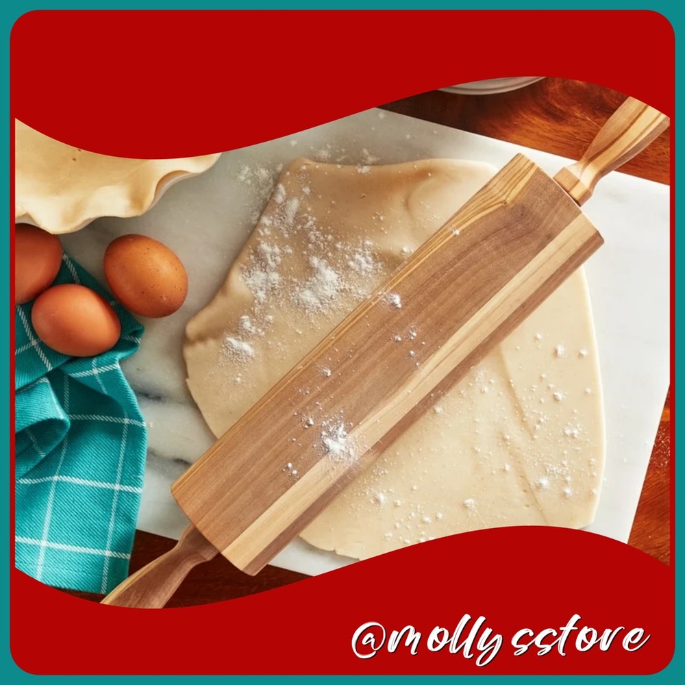 🌸 New The Pioneer Woman Wood Rolling Pin with Acacia Wood Handles